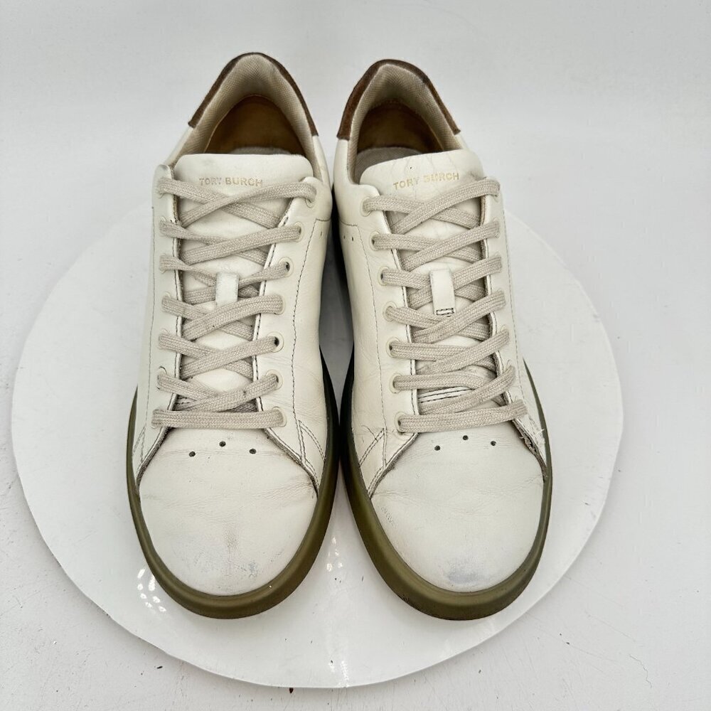 Tory Burch Women Size 10M 8913 White Leather Rubber Outsole Lace Up Low Top Shoe - Picture 3 of 11